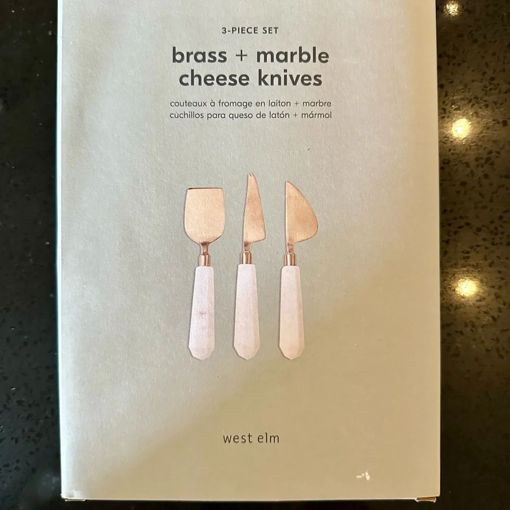 West Elm Marble & Brass Cheese Knives (set of 3)